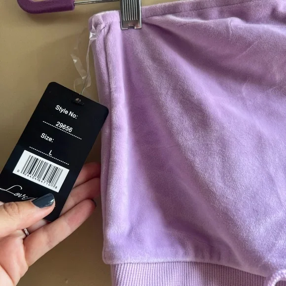 Lavender Strapless Drawstring Crop Top/short set - Women L NWT - Picture 4 of 10